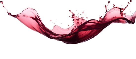 A bold splash of red wine contrasts against a pure white background, creating a striking image that captivates the eye and evokes the senses