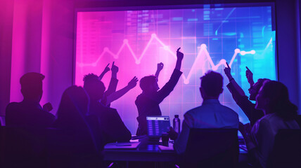 Corporate Team Cheers for Outstanding Performance Growth