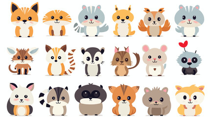 Collection of cartoon animal characters for learning