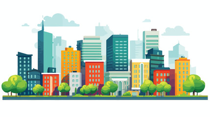 Colorful city flat design illustration Can be used f