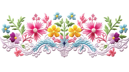 Colorful seamless lace border embroidery design for