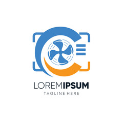 Letter C Outdoor Air Conditioner Fan Logo Design Vector Icon Graphic Emblem Illustration