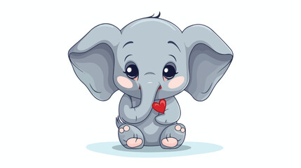 Cute grey baby elephant vector isolated illustration