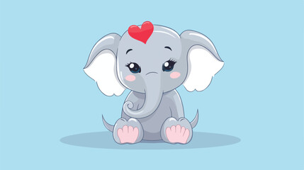 Cute grey baby elephant vector isolated illustration