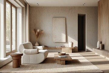 A minimalist living room with a single armchair sofa