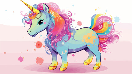 Obraz na płótnie Canvas Cute unicorn cute rainbow vector sweet pastel color