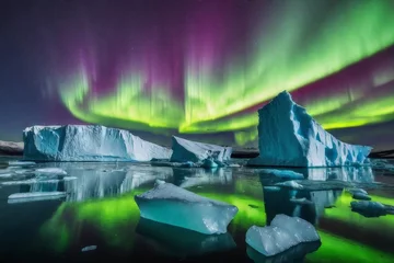 Foto op Plexiglas anti-reflex Aubergine night illuminated by aurora majestic mountain landscape generative ai