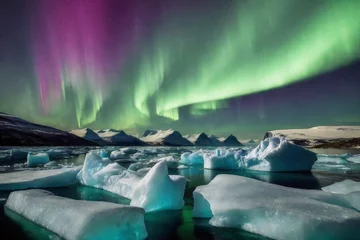 Foto op Plexiglas night illuminated by aurora majestic mountain landscape generative ai © boying