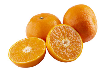 Fresh mandarin oranges fruit isolated on a transparent background