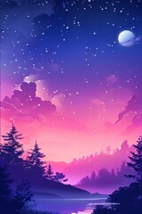 Naklejka premium abstract Mountain Range Colourful Wallpaper Digital Art Backdrop