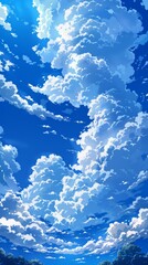 Blue sky with white clouds - obrazy, fototapety, plakaty