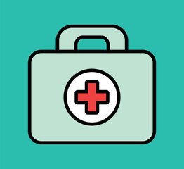 Obraz premium Icon in flat style first aid kit, medicines. Healthcare concept.