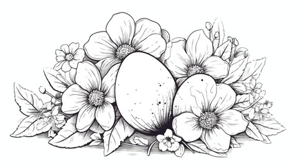Easter Earth Day flower coloring page. A page for co - obrazy, fototapety, plakaty