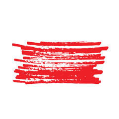 Grunge red brush stroke isolated on white, free hand vector illustration