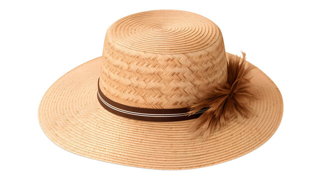 Womens straw hat isolated on transparent background