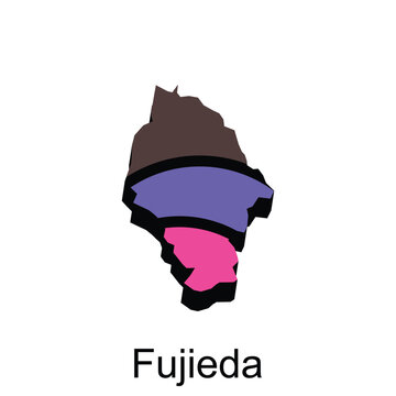 Fujieda City flat design, map of country vector images