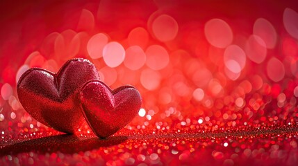 Red Heart means affection With shiny bokeh Background