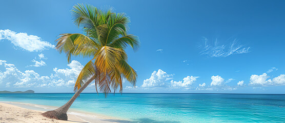 palm tree on a beach, AI generated