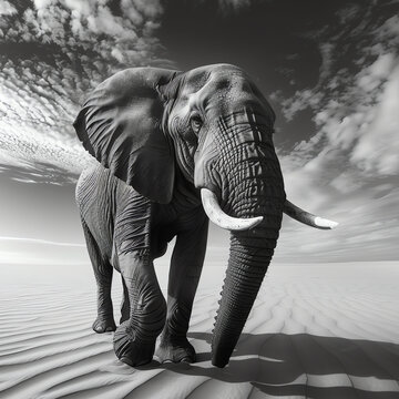 picture of elephant in a desert, AI generated