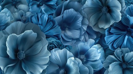Blue flowery background with many blue flowers