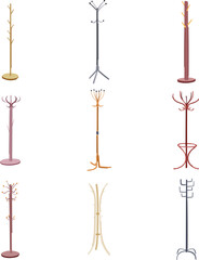 coat rack set cartoon vector illustration