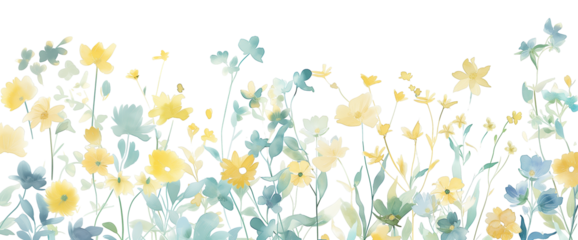Nature’s Artistry: Elegant Botanical Watercolors and Dainty Wildflowers - A Summer Bloom Collection with Artistic Illustrations of a Pastel Garden, Isolated on a Transparent Background, PNG Cut Out.