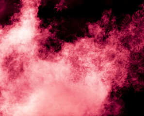 Red smoke isolated black background
