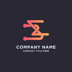 Business company abstract logo design with circuit technology concept