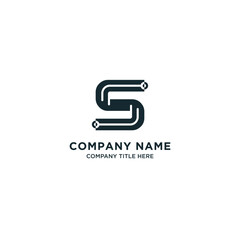 Business company letter s logo design with circuit technology concept