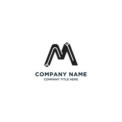 Business company letter m logo design with circuit technology concept
