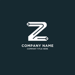 Business company letter z logo design with circuit technology concept