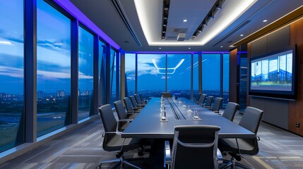 Fototapeta premium Sleek and Stylish Boardroom Environment Generative AI