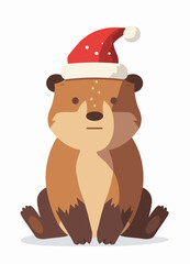 Cute Bear in Santa Hat, Christmas, Svg Clipart