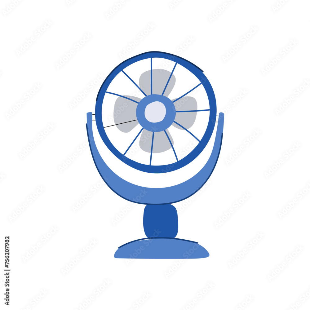 Sticker stroke desk fan cartoon vector illustration