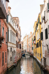 Fototapeta na wymiar Colorful buildings along a Venetian canal