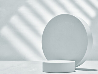 Minimalist White Circular Podium with Shadows
