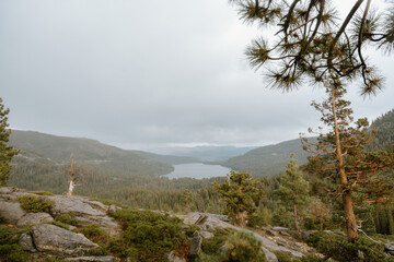 Donner Lake Landscape Portrait on Cloudy Day