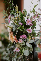 Fototapeta na wymiar Colourful floral arrangement for spring wedding