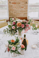 Wedding reception table display for brunch
