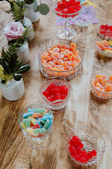 wedding candy display table during reception