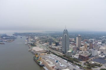 Fototapeta na wymiar Downtown Mobile, Alabama waterfront skyline