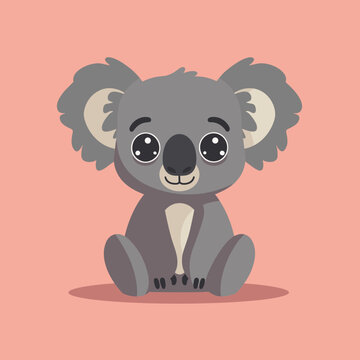recommend clip art: Cute Cartoon Koala Illustration on Pink Background, Svg Clipart