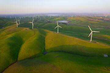 Windmills and Green Hills in Livermore, California
