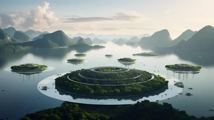 Fotobehang Floating maglev islands © Anas
