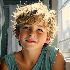 Beautiful blond child smiling