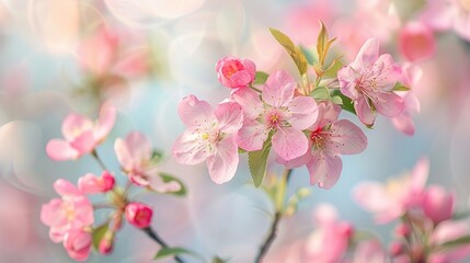 Beautiful Pink flower on blurred background in springtime