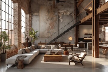 A converted warehouse living space embodying the essence of industrial design