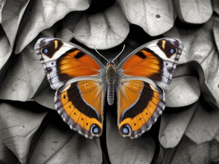 Butterfly on a gray background. Close-up. Macro.