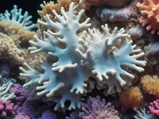 Fototapeta na wymiar Coral on the coral reef in the deep sea, underwater life.