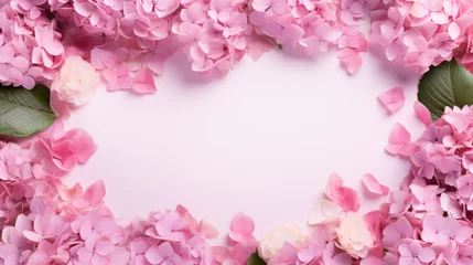 Badkamer foto achterwand Frame of beautiful flowers of pink hydrangea © Anas
